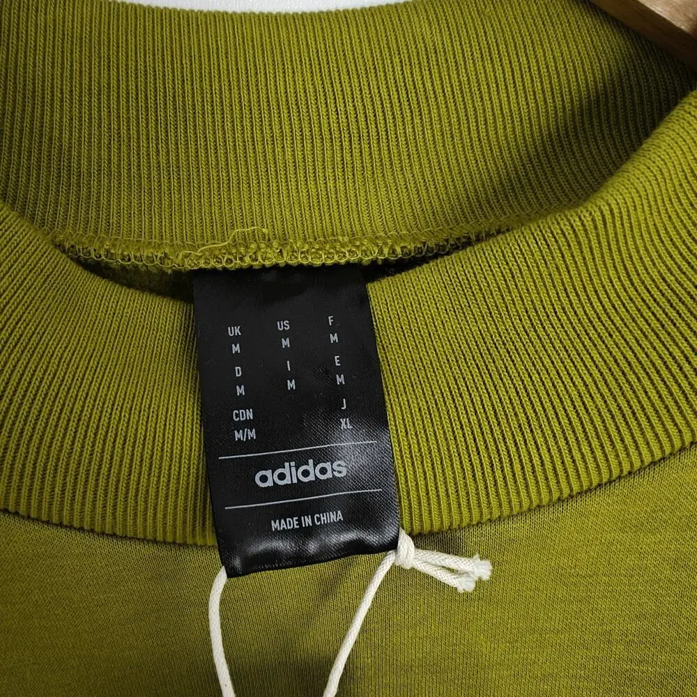Adidas One Fleece Basketball Crewneck Sweatshirt Pulse Olive Zip Pockets Med NWT